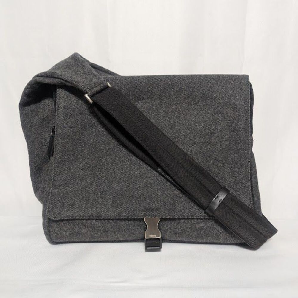 Prada wool messenger bag shoulder triangular gray adjustable strap